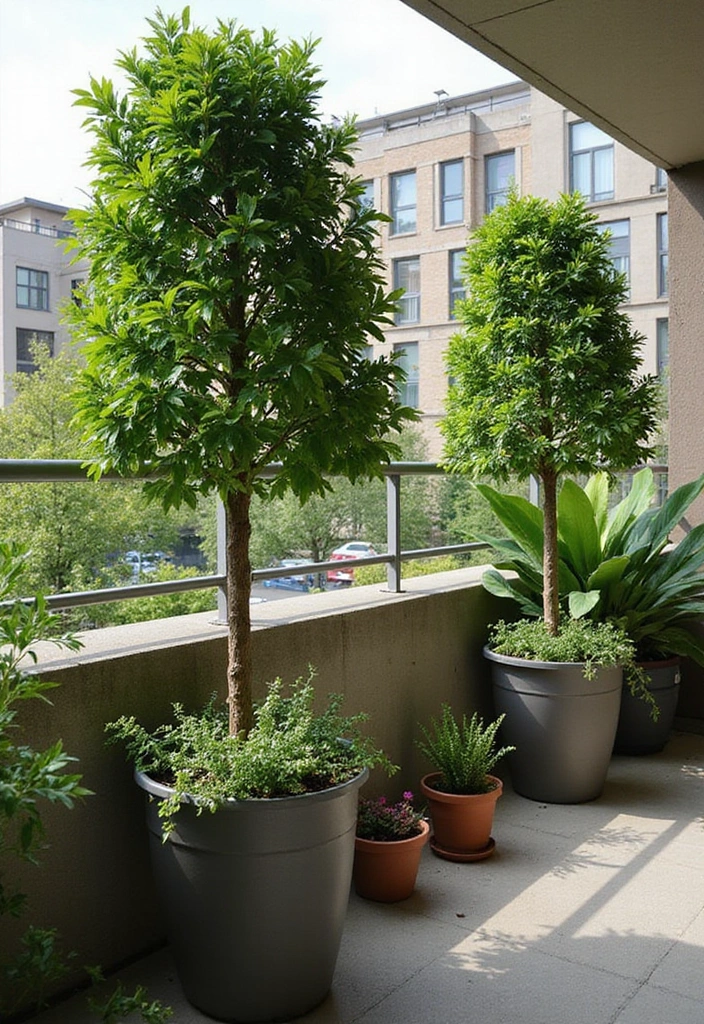 25 Balcony Decor Ideas Pinterest Users Are Saving Right Now 13 25 Balcony Decor Ideas Pinterest Users Are Saving Right Now - 13. Potted Trees