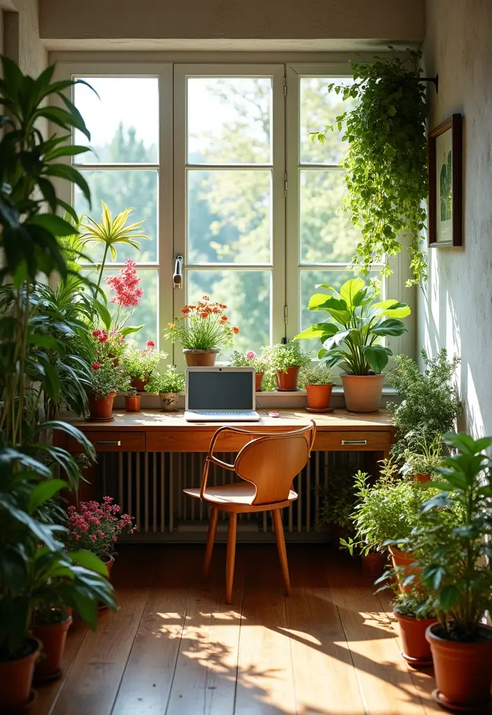 25 Balcony Office Ideas Perfect for Working with a View 14 25 Balcony Office Ideas Perfect for Working with a View - 14. Floral Paradise Workspace