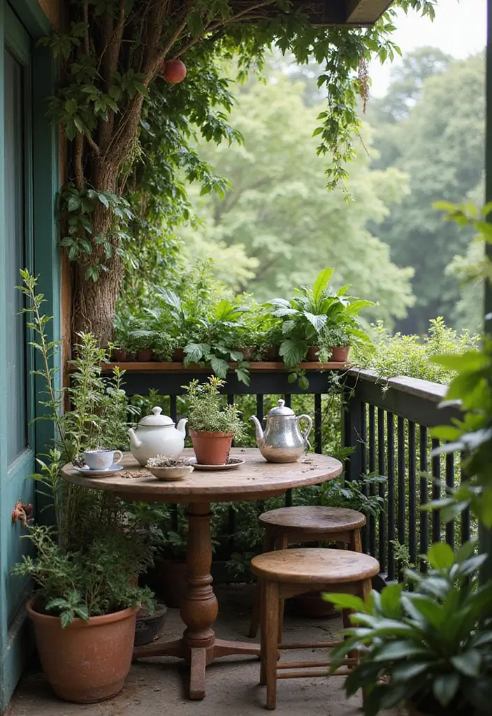 25 Balcony Office Ideas Perfect for Working with a View 17 25 Balcony Office Ideas Perfect for Working with a View - 17. Charming Tea Garden Office