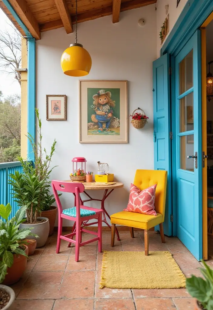 25 Balcony Office Ideas Perfect for Working with a View 18 25 Balcony Office Ideas Perfect for Working with a View - 18. Bright and Colorful Workspace
