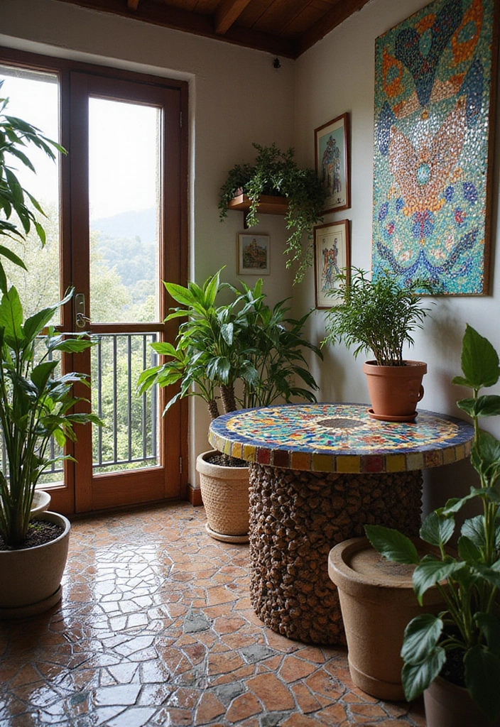 25 Balcony Office Ideas Perfect for Working with a View 24 25 Balcony Office Ideas Perfect for Working with a View - 24. Artistic Mosaic Space
