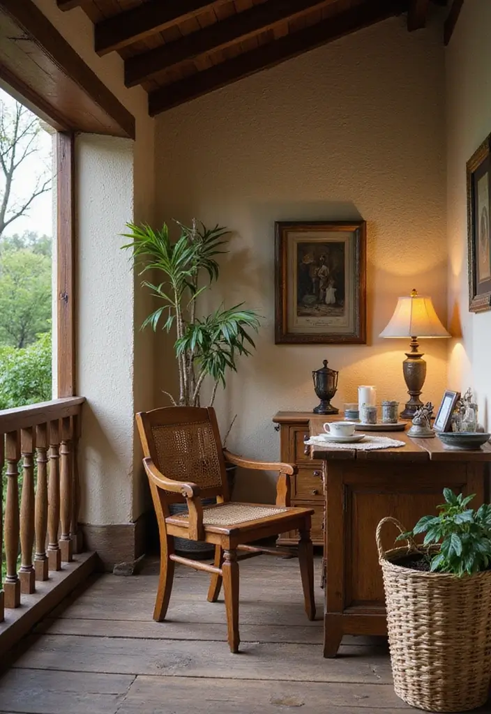 25 Balcony Office Ideas Perfect for Working with a View 4 25 Balcony Office Ideas Perfect for Working with a View - 4. Rustic Charm with Wooden Furniture