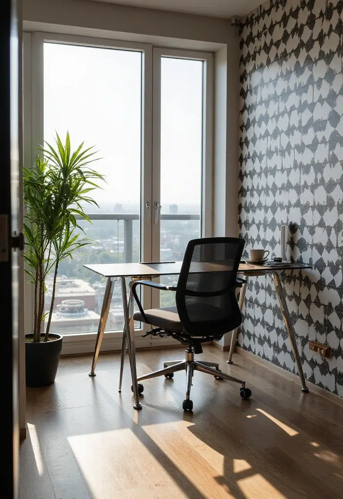 25 Balcony Office Ideas Perfect for Working with a View 5 25 Balcony Office Ideas Perfect for Working with a View - 5. Modern Chic Balcony Workspace