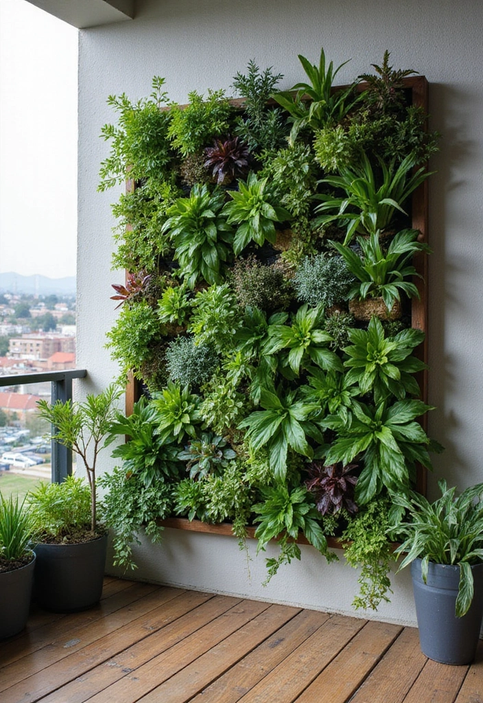 25 Balcony Terrace Design Ideas That Extend Living Spaces - 18. Vertical Living Wall