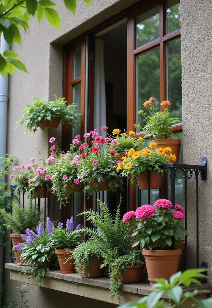 25 Balcony Terrace Design Ideas That Extend Living Spaces - 19. Potted Paradise