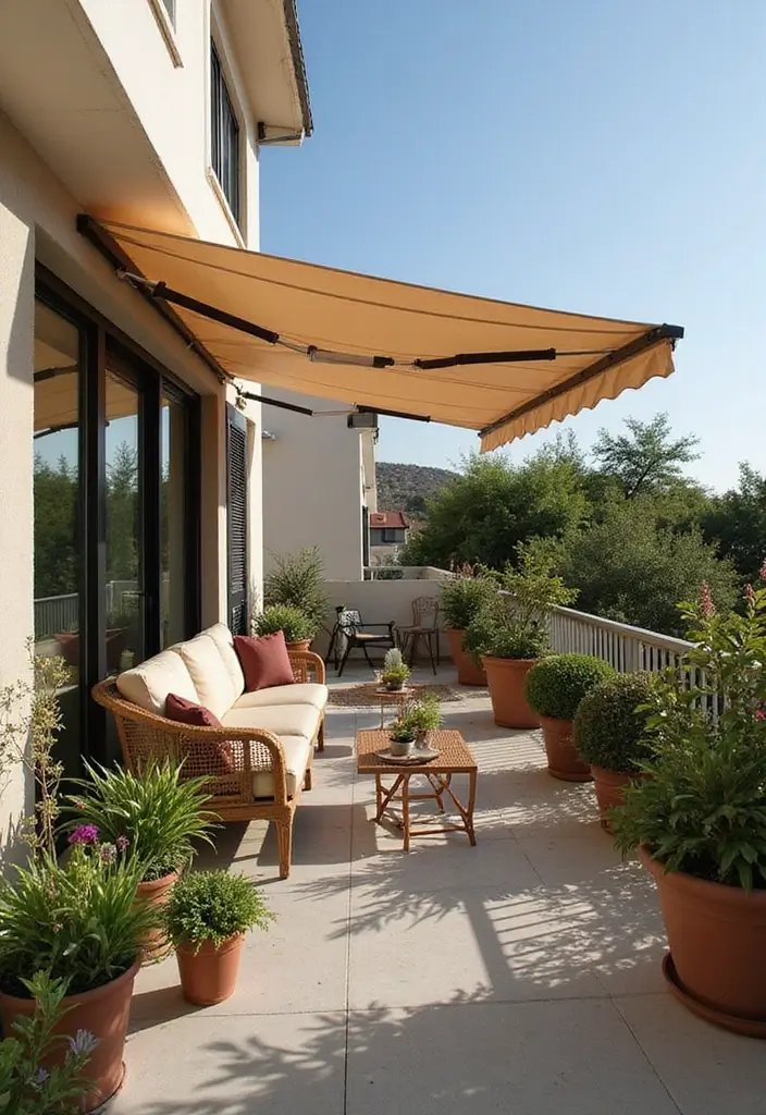 25 Balcony Terrace Design Ideas That Extend Living Spaces - 23. Custom Canopy