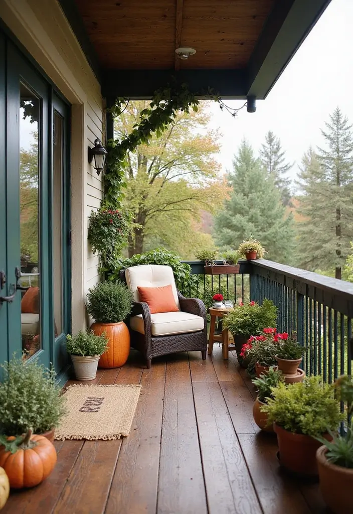 25 Balcony Terrace Design Ideas That Extend Living Spaces - 25. Seasonal Decor Switch-Up