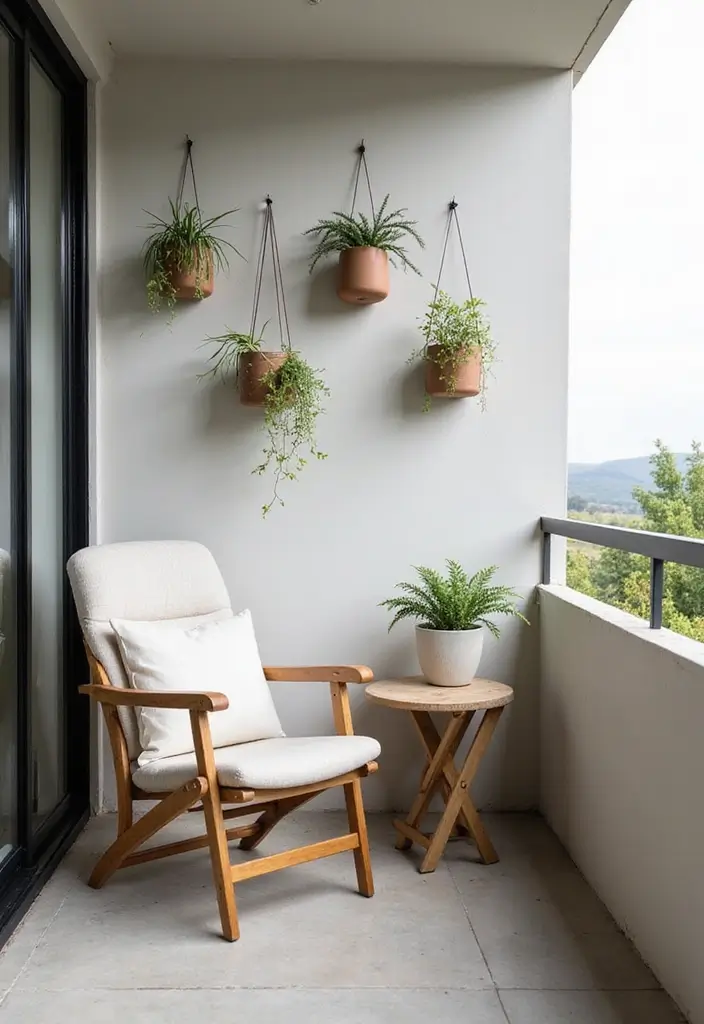 25 Covered Balcony Designs That Add Function and Style - 1. Cozy Minimalist Retreat
