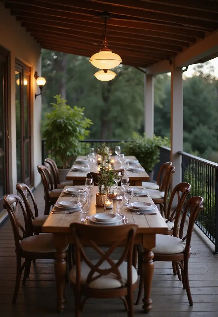 25 Covered Balcony Designs That Add Function and Style - 15. Elegant Dining Experience