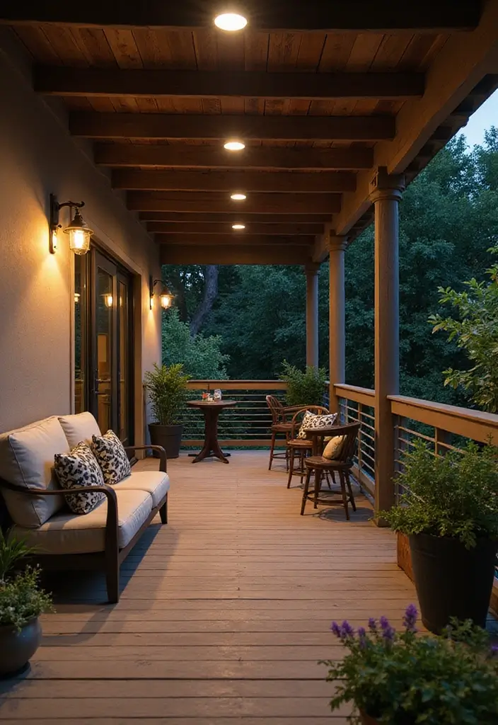 25 Covered Balcony Designs That Add Function and Style - 19. Tech-Savvy Space