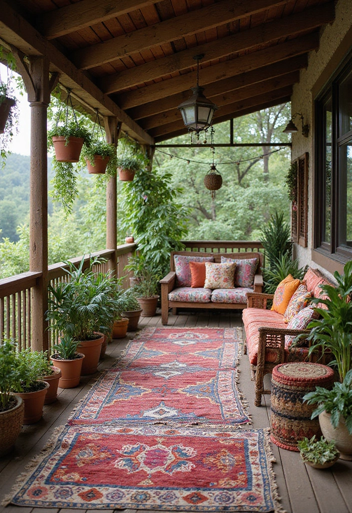25 Covered Balcony Designs That Add Function and Style - 2. Bohemian Sanctuary