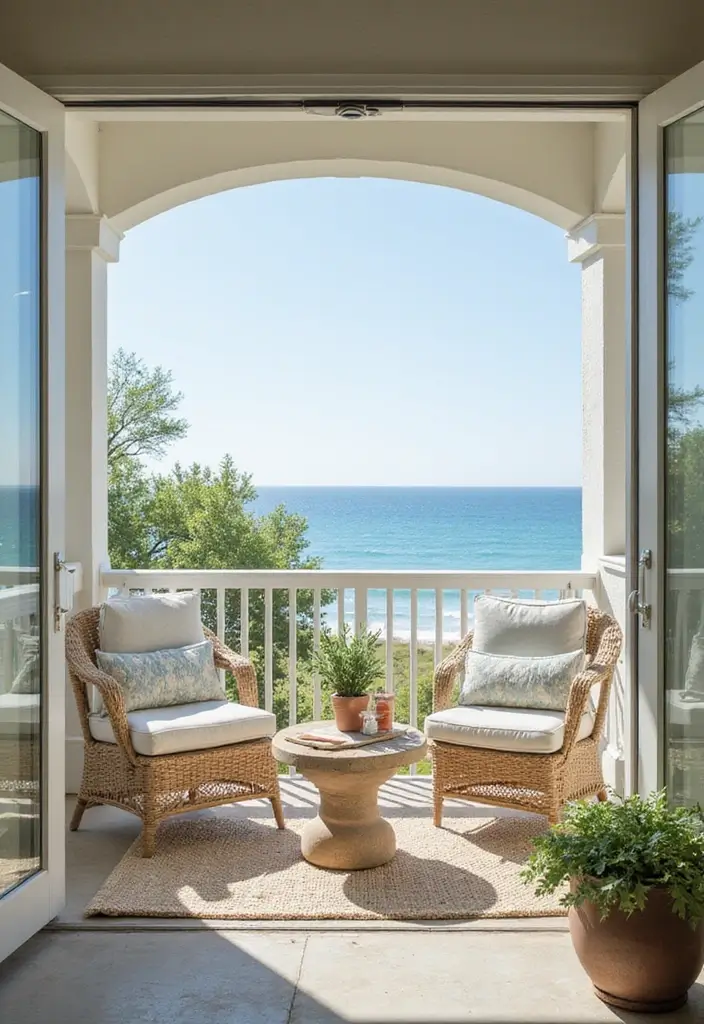 25 House Balcony Designs That Upgrade Your Home’s Look 11 25 House Balcony Designs That Upgrade Your Home’s Look - 11. Coastal Retreat