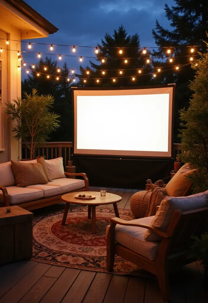 25 House Balcony Designs That Upgrade Your Home’s Look 17 25 House Balcony Designs That Upgrade Your Home’s Look - 17. Outdoor Movie Night