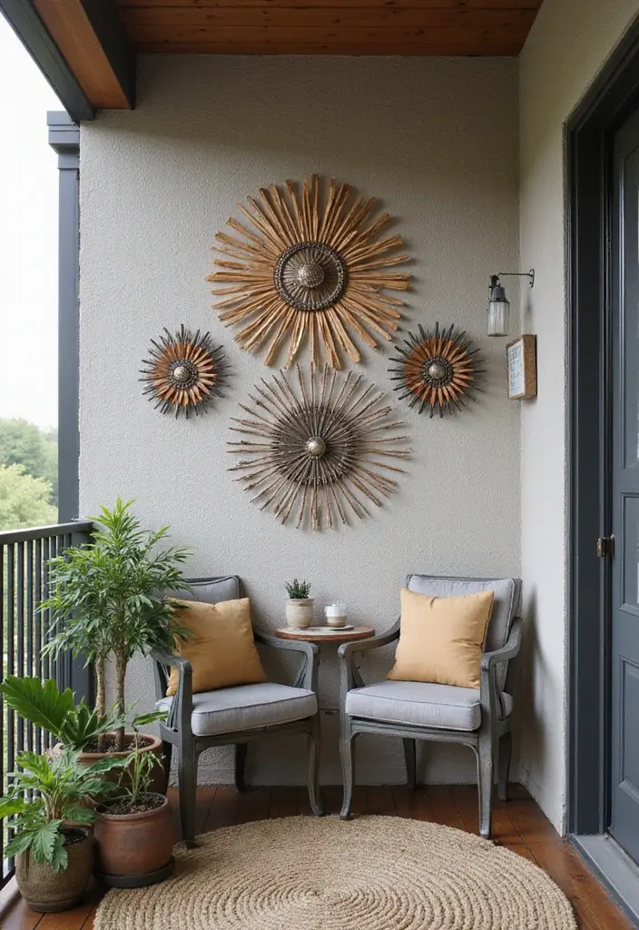 25 House Balcony Designs That Upgrade Your Home’s Look 22 25 House Balcony Designs That Upgrade Your Home’s Look - 22. Creative Wall Art