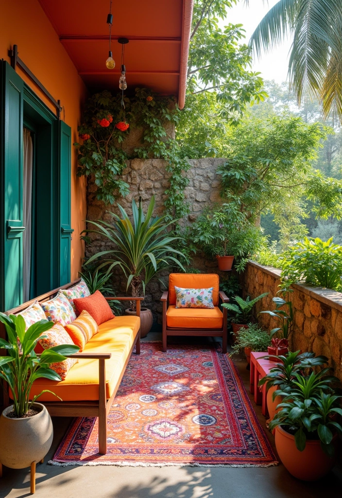 25 House Balcony Designs That Upgrade Your Home’s Look 8 25 House Balcony Designs That Upgrade Your Home’s Look - 8. Color Pop Haven