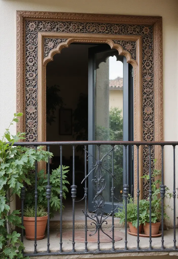 25 Indian Balcony Decor Ideas That Blend Tradition and Style 12 25 Indian Balcony Decor Ideas That Blend Tradition and Style - 12. Use of Mirrors to Create Illusions