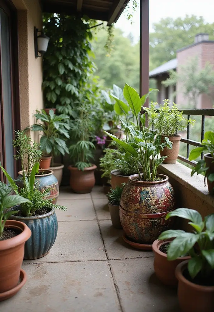 25 Indian Balcony Decor Ideas That Blend Tradition and Style 23 25 Indian Balcony Decor Ideas That Blend Tradition and Style - 23. Artistic Planter Ideas