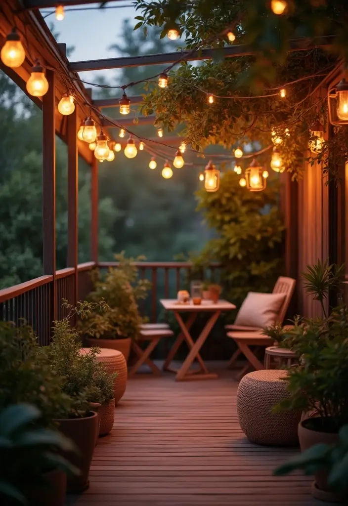 25 Indian Balcony Decor Ideas That Blend Tradition and Style 5 25 Indian Balcony Decor Ideas That Blend Tradition and Style - 5. Hanging String Lights for Charm