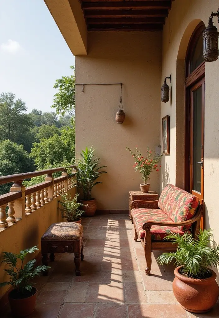 25 Indian Balcony Decor Ideas That Blend Tradition and Style 9 25 Indian Balcony Decor Ideas That Blend Tradition and Style - 9. Traditional Indian Furniture Pieces