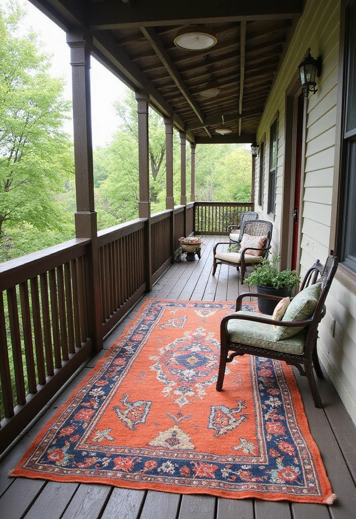 25 Long Narrow Balcony Inspirations That Maximize Every Inch 12 25 Long Narrow Balcony Inspirations That Maximize Every Inch - 12. Outdoor Rugs for Comfort