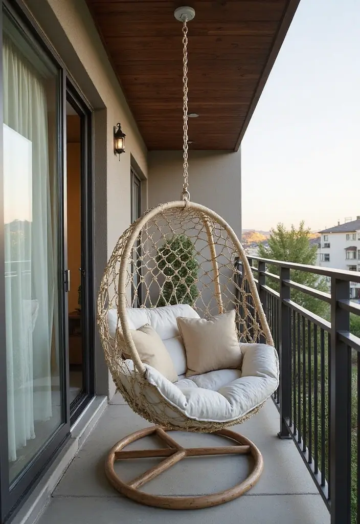 25 Long Narrow Balcony Inspirations That Maximize Every Inch 14 25 Long Narrow Balcony Inspirations That Maximize Every Inch - 14. Hanging Chairs for Relaxation