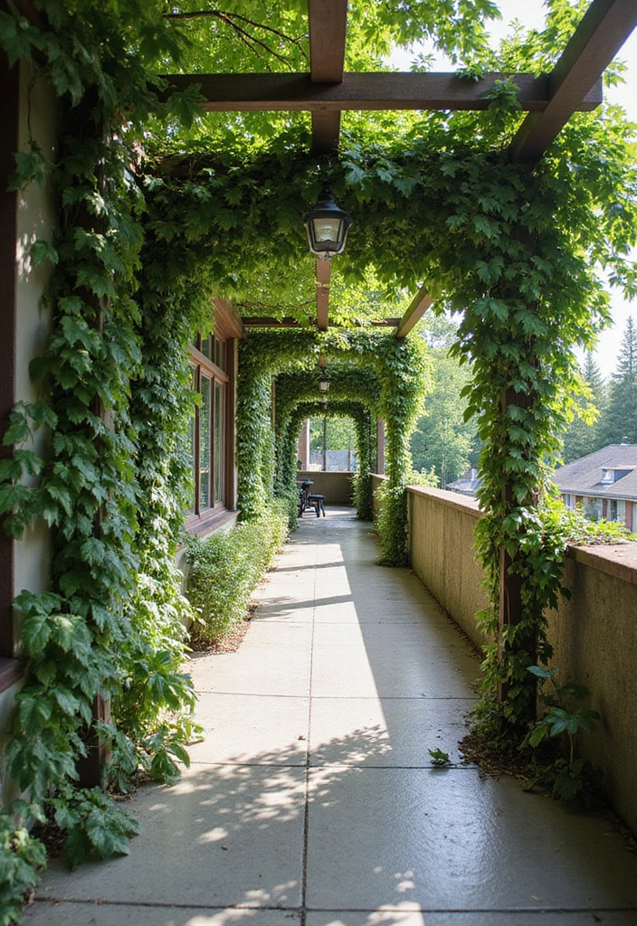 25 Long Narrow Balcony Inspirations That Maximize Every Inch 17 25 Long Narrow Balcony Inspirations That Maximize Every Inch - 17. Trellis Privacy and Beauty
