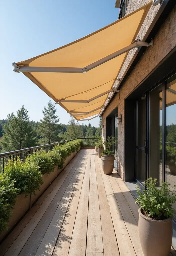 25 Long Narrow Balcony Inspirations That Maximize Every Inch 21 25 Long Narrow Balcony Inspirations That Maximize Every Inch - 21. Sunshade Solutions