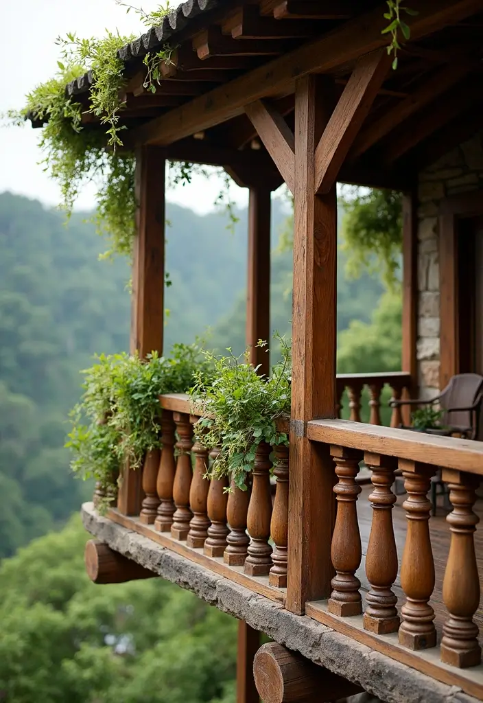 25 Wooden Balcony Inspirations Full of Warmth and Charm 10 25 Wooden Balcony Inspirations Full of Warmth and Charm - 10. Rustic Wooden Railings