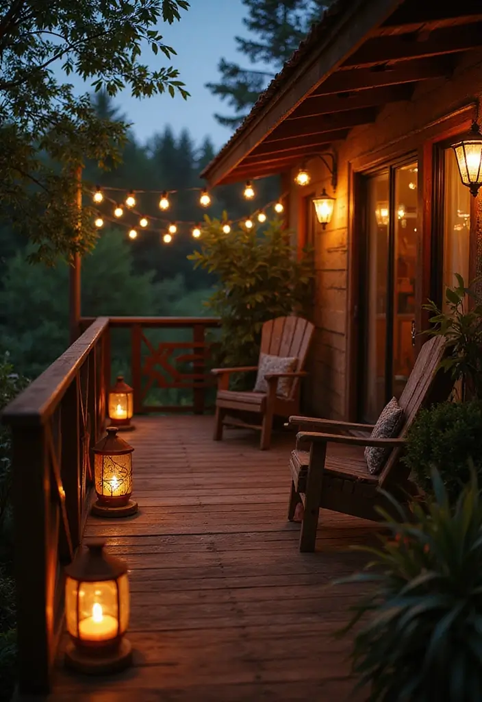 25 Wooden Balcony Inspirations Full of Warmth and Charm 14 25 Wooden Balcony Inspirations Full of Warmth and Charm - 14. Stylish Wooden Lighting