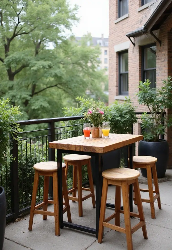 25 Wooden Balcony Inspirations Full of Warmth and Charm 15 25 Wooden Balcony Inspirations Full of Warmth and Charm - 15. Wooden Bar Stools