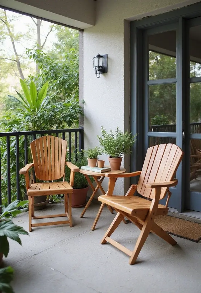 25 Wooden Balcony Inspirations Full of Warmth and Charm 19 25 Wooden Balcony Inspirations Full of Warmth and Charm - 19. Wooden Folding Chairs