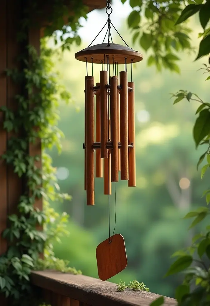 25 Wooden Balcony Inspirations Full of Warmth and Charm 21 25 Wooden Balcony Inspirations Full of Warmth and Charm - 21. Wooden Wind Chimes