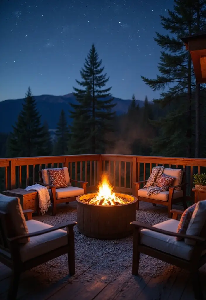 25 Wooden Balcony Inspirations Full of Warmth and Charm 6 25 Wooden Balcony Inspirations Full of Warmth and Charm - 6. Cozy Wooden Fire Pits