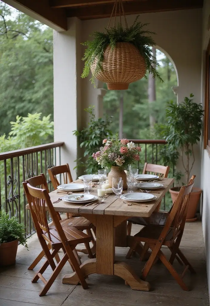 25 Wooden Balcony Inspirations Full of Warmth and Charm 8 25 Wooden Balcony Inspirations Full of Warmth and Charm - 8. Wooden Table Settings