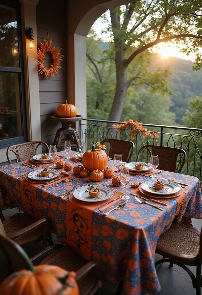 27 Apartment Balcony Halloween Decor Ideas That Feel Spooky and Fun 12 27 Apartment Balcony Halloween Decor Ideas That Feel Spooky and Fun - 12. Themed Table Settings