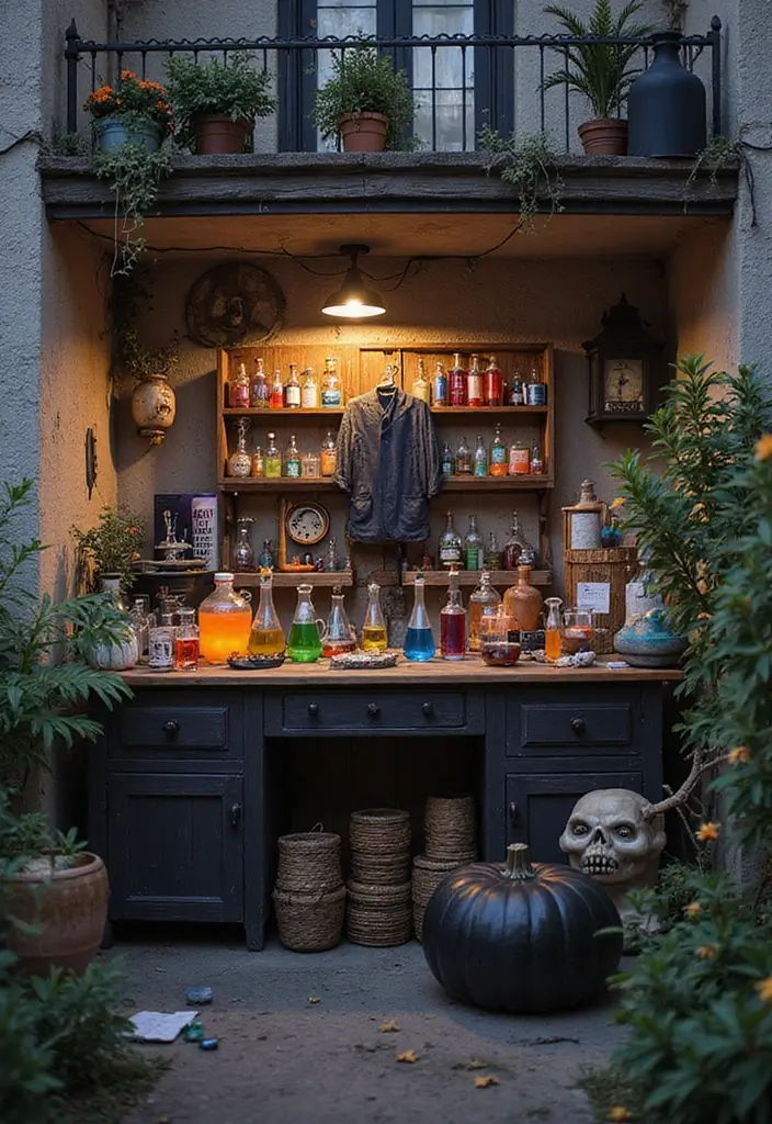 27 Apartment Balcony Halloween Decor Ideas That Feel Spooky and Fun 16 27 Apartment Balcony Halloween Decor Ideas That Feel Spooky and Fun - 16. Mad Scientist’s Laboratory