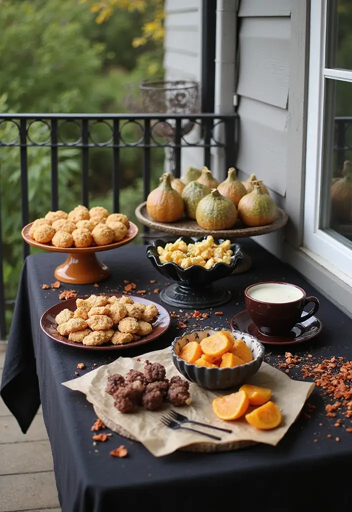 27 Apartment Balcony Halloween Decor Ideas That Feel Spooky and Fun 19 27 Apartment Balcony Halloween Decor Ideas That Feel Spooky and Fun - 19. Halloween Food Display