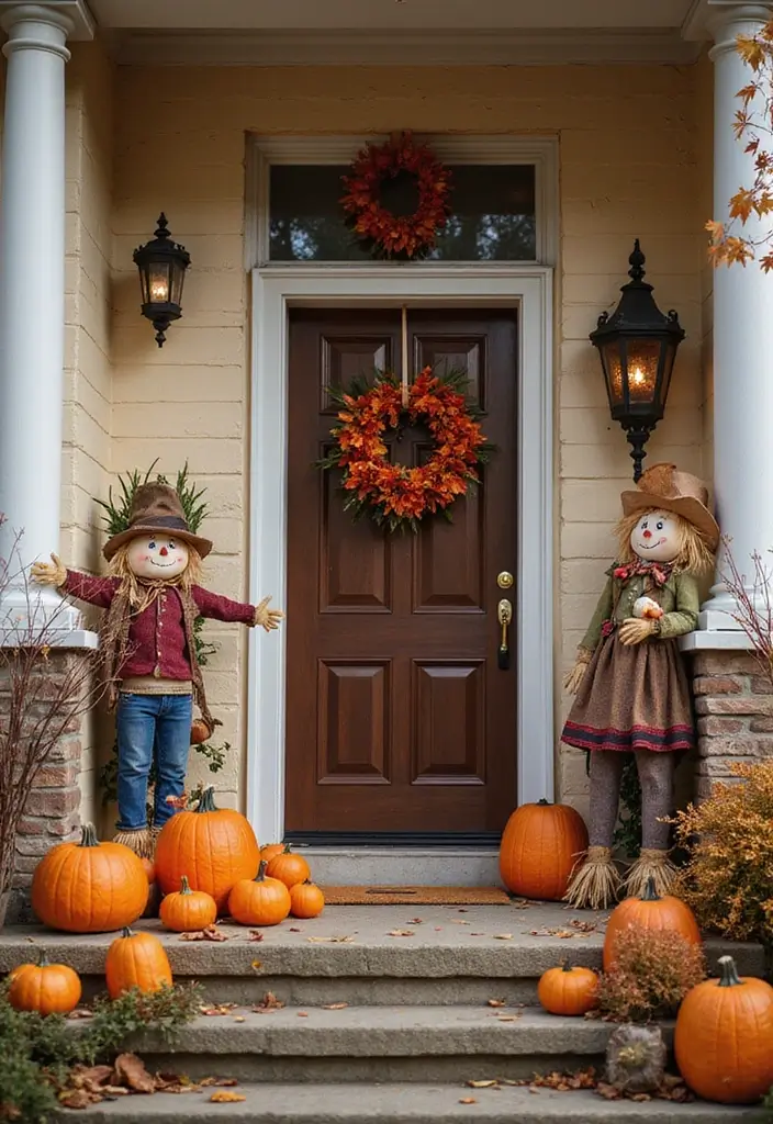27 Apartment Balcony Halloween Decor Ideas That Feel Spooky and Fun 20 27 Apartment Balcony Halloween Decor Ideas That Feel Spooky and Fun - 20. Scarecrow Friends