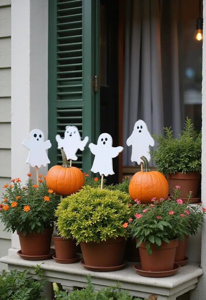 27 Apartment Balcony Halloween Decor Ideas That Feel Spooky and Fun 27 27 Apartment Balcony Halloween Decor Ideas That Feel Spooky and Fun - 27. Ghoulish Garden Stakes