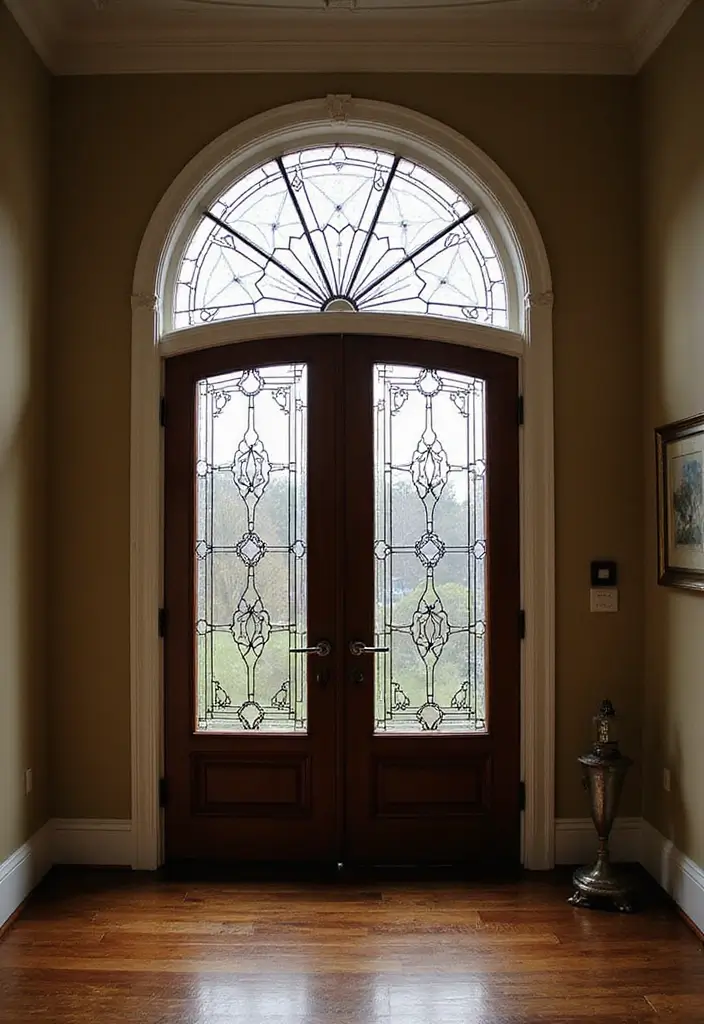 27 Balcony Door Designs That Make a Stylish Entrance 25 27 Balcony Door Designs That Make a Stylish Entrance - 25. Elegant Leaded Glass Designs