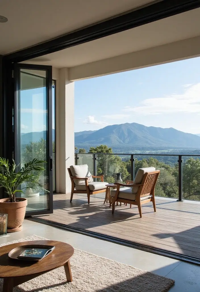 27 Balcony Door Designs That Make a Stylish Entrance 26 27 Balcony Door Designs That Make a Stylish Entrance - 26. Folding Glass Walls