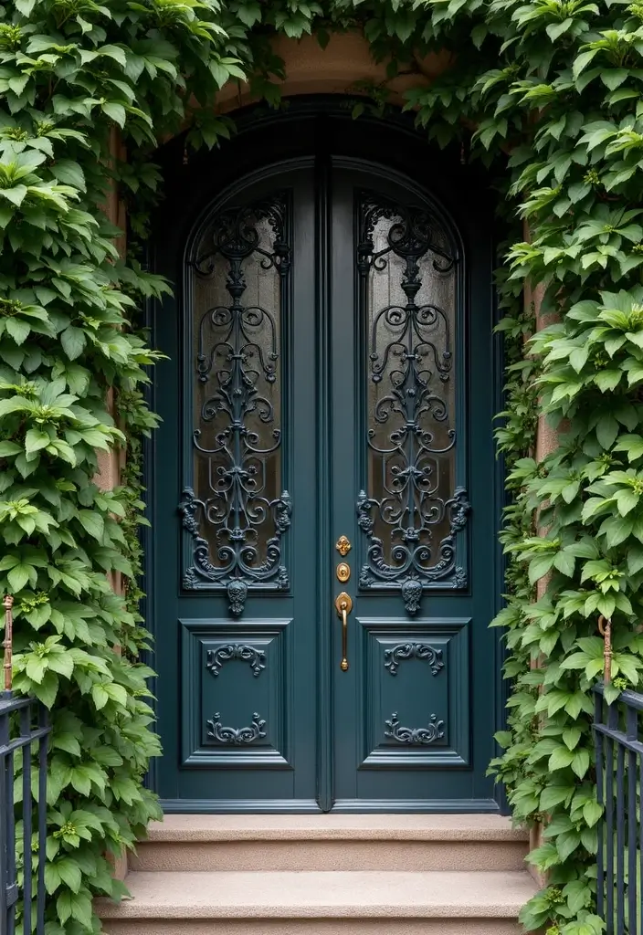 27 Balcony Door Designs That Make a Stylish Entrance 8 27 Balcony Door Designs That Make a Stylish Entrance - 8. Decorative Iron Doors