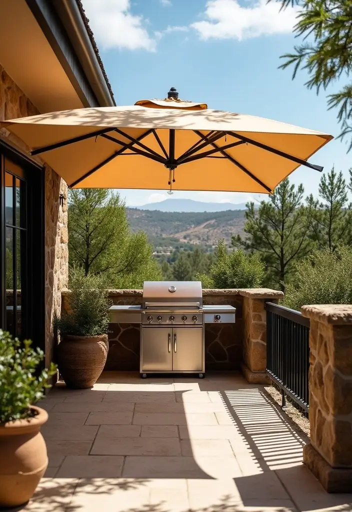 27 Balcony Grill Design Ideas That Look Modern and Safe 16 27 Balcony Grill Design Ideas That Look Modern and Safe - 16. Grill with Overhead Canopy
