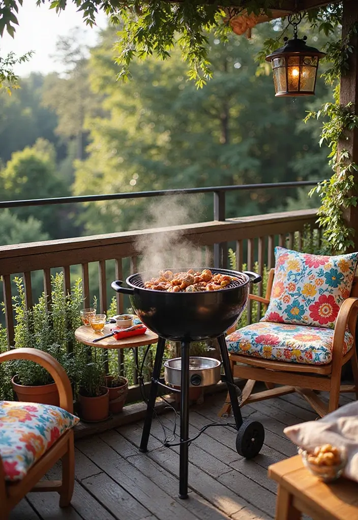 27 Balcony Grill Design Ideas That Look Modern and Safe 17 27 Balcony Grill Design Ideas That Look Modern and Safe - 17. Colorful Grilling Accents
