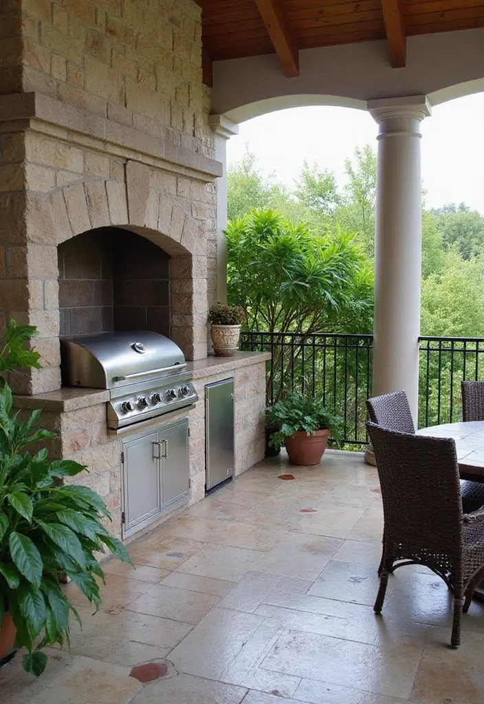 27 Balcony Grill Design Ideas That Look Modern and Safe 2 27 Balcony Grill Design Ideas That Look Modern and Safe - 2. Built-In Barbecue Stations