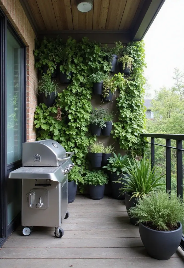 27 Balcony Grill Design Ideas That Look Modern and Safe 5 27 Balcony Grill Design Ideas That Look Modern and Safe - 5. Vertical Garden Grilling Space