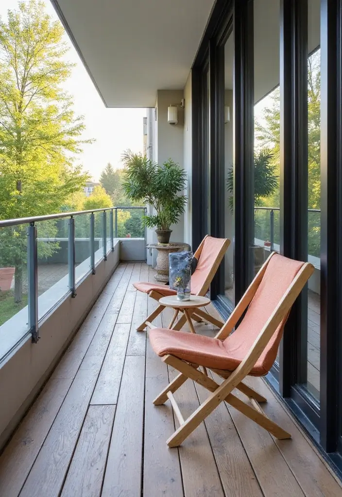 27 Balcony Inspiration Ideas That Instantly Upgrade Your Space 10 27 Balcony Inspiration Ideas That Instantly Upgrade Your Space - 10. Chic Folding Furniture