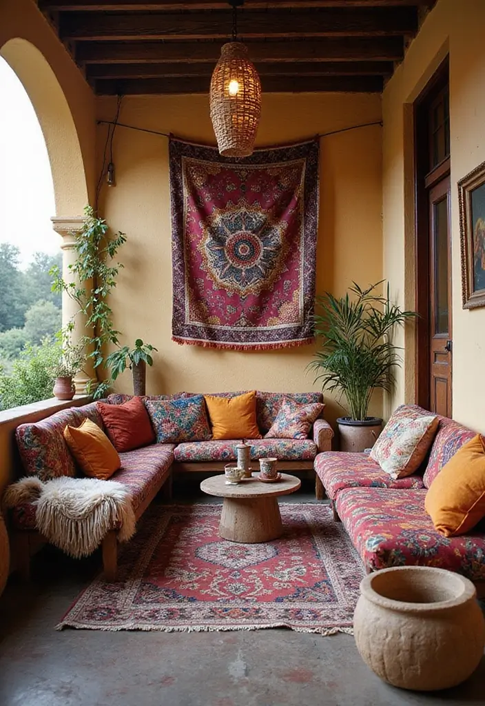 27 Balcony Inspiration Ideas That Instantly Upgrade Your Space 18 27 Balcony Inspiration Ideas That Instantly Upgrade Your Space - 18. Bohemian Vibes with Fabrics