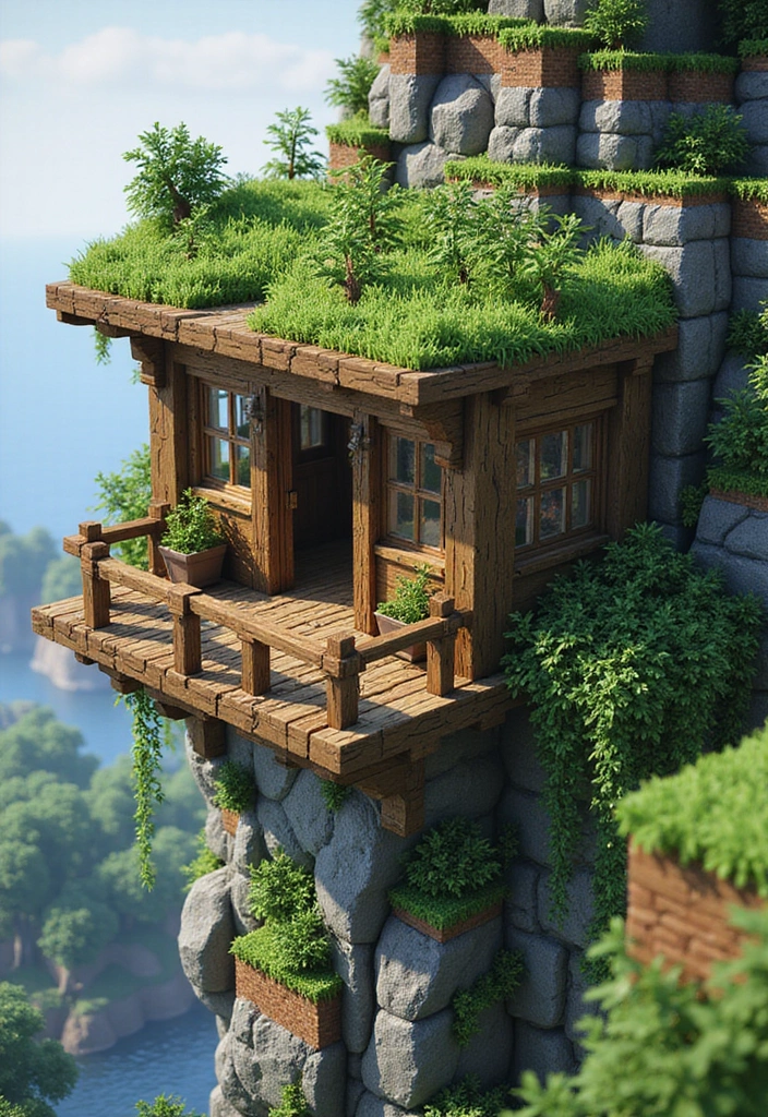 27 Balcony Minecraft Builds That Spark Creativity 17 27 Balcony Minecraft Builds That Spark Creativity - 17. Balcony with a Green Roof