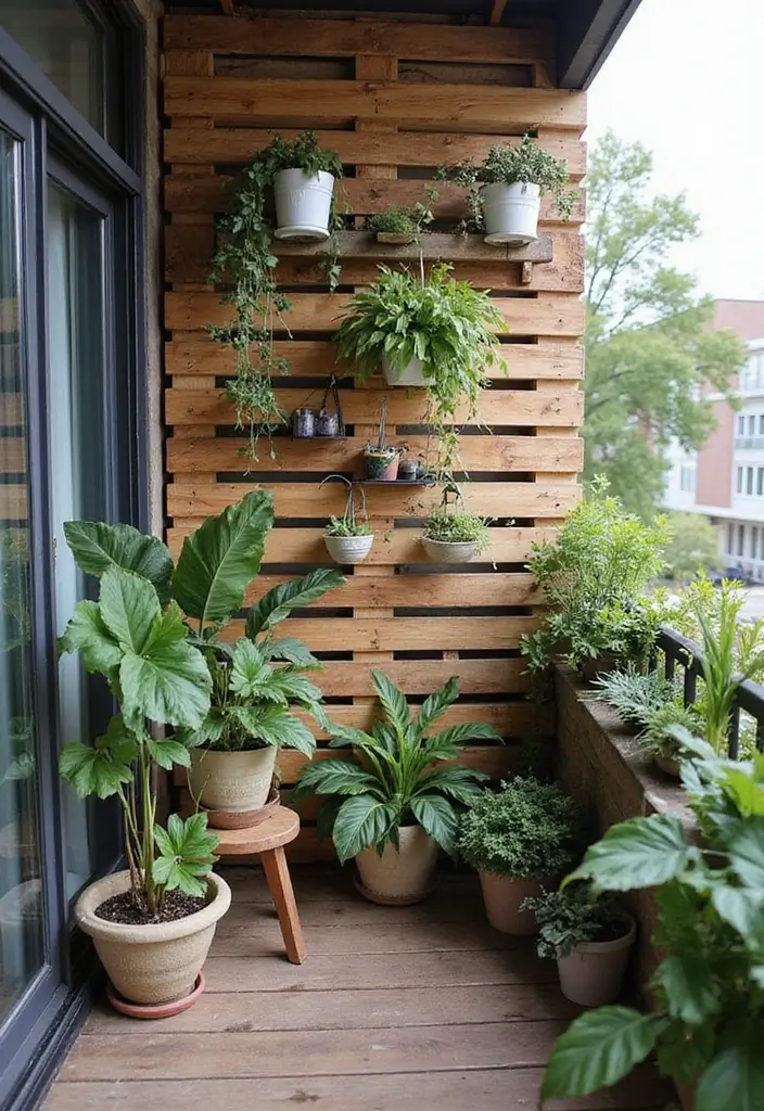 27 Balcony Privacy Hacks That Actually Work Beautifully 12 27 Balcony Privacy Hacks That Actually Work Beautifully - 12. Upcycled Pallet Walls